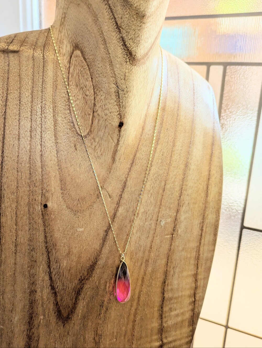Artisan Made Watermelon Stone Necklace - Picture 8 of 16